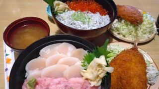 沼津港から車で5分「呑み処 ふじ」でランチ｜おいしい海鮮丼と肉厚アジフライを食べてきた